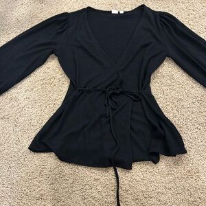 GAP Black Wrap Blouse